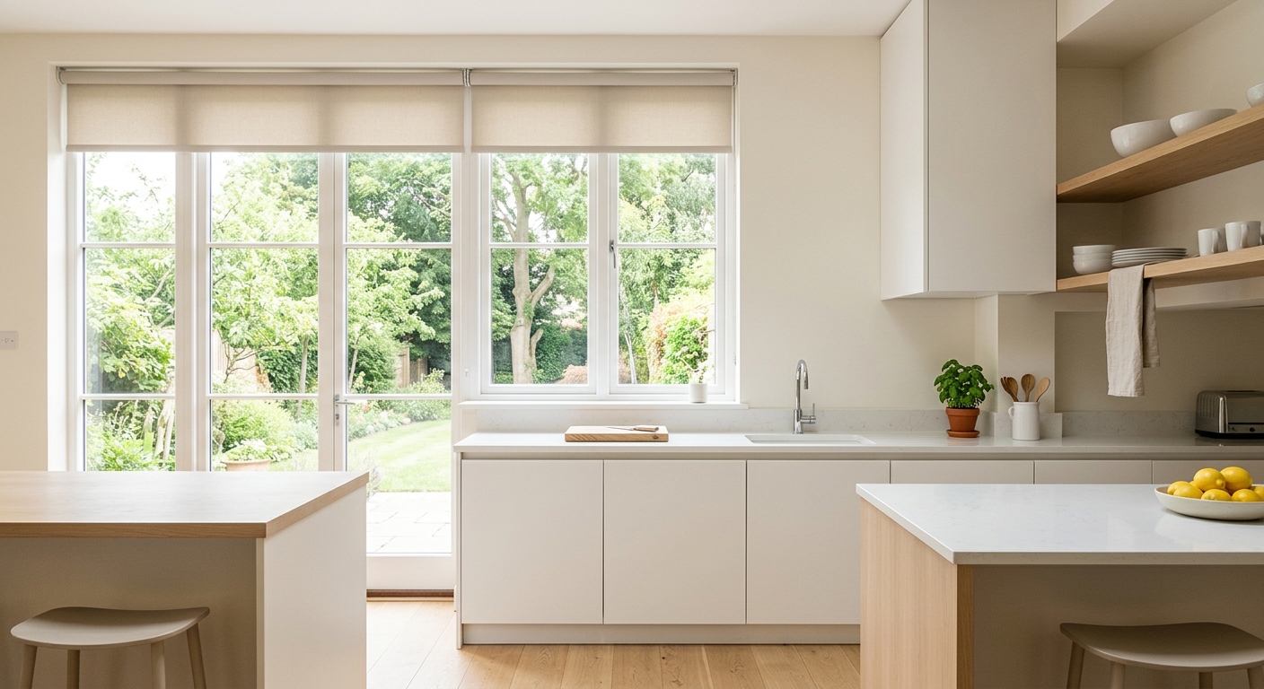 Estores discretos para cocinas modernas y luminosas.