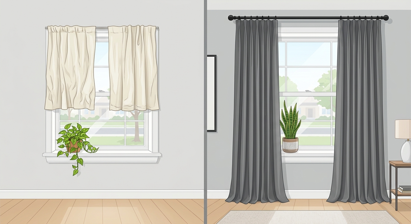 La diferencia de una instalación correcta de cortinas.